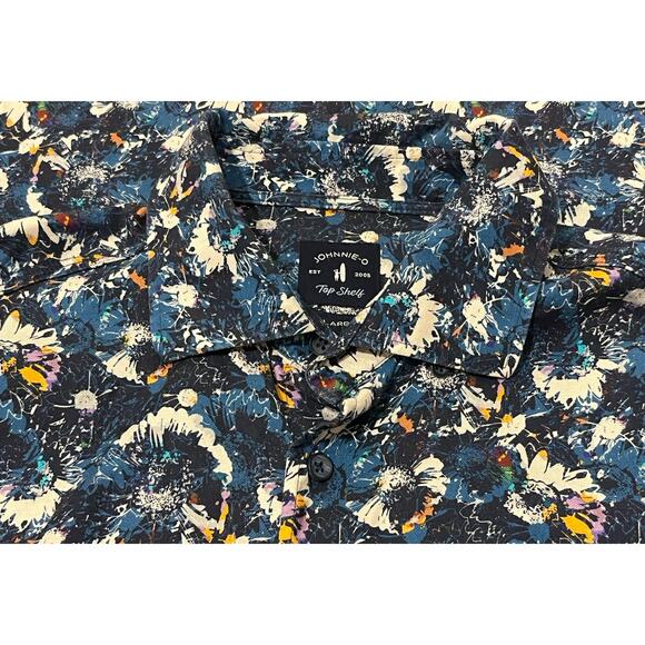 Johnnie O Polo Shirt Large L Floral Short Sleeve Hawaiian Aloha EUC $119 SOFT!! - Picture 1 of 5